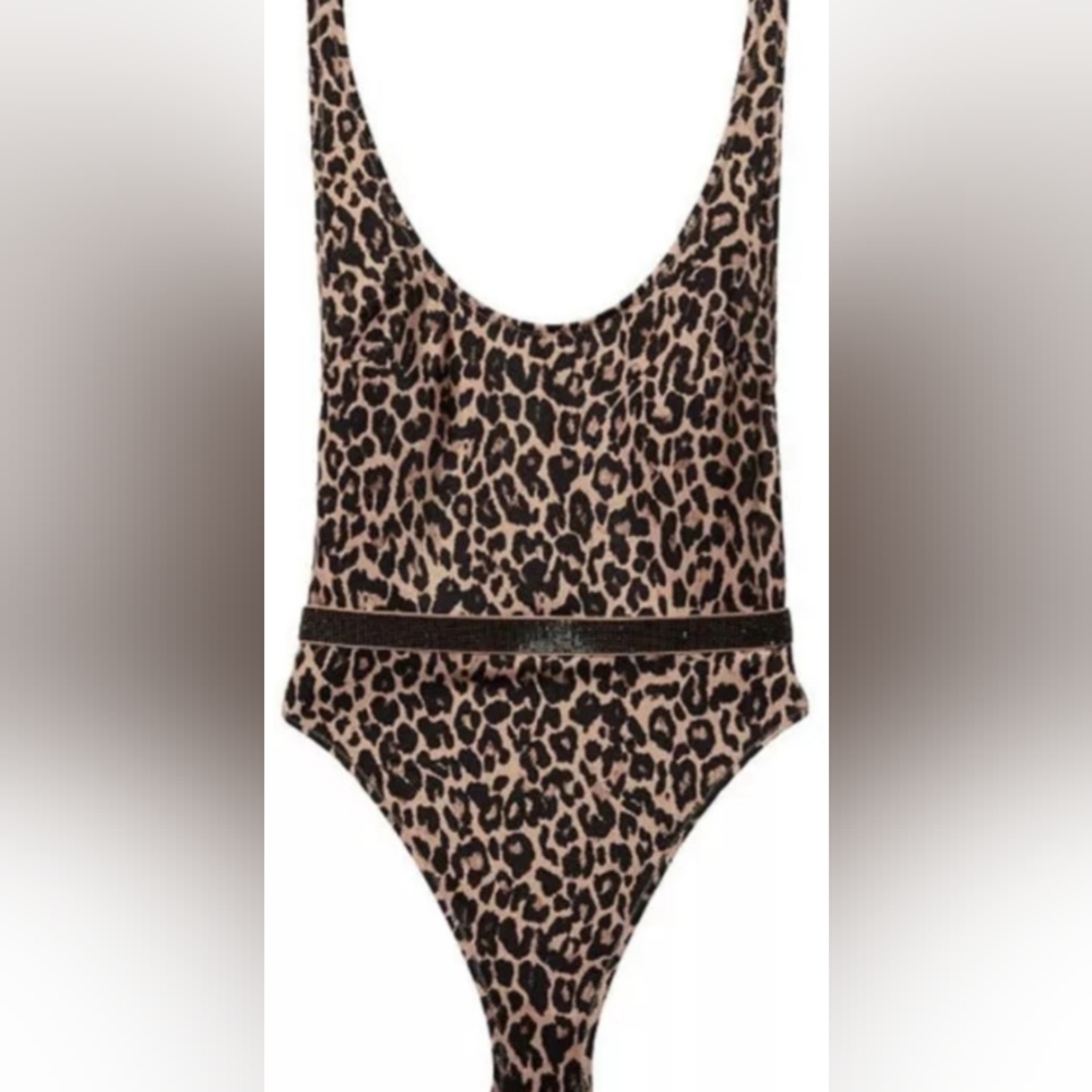 XL VS Swim Shine Strap One Piece Swimsuit Leopard